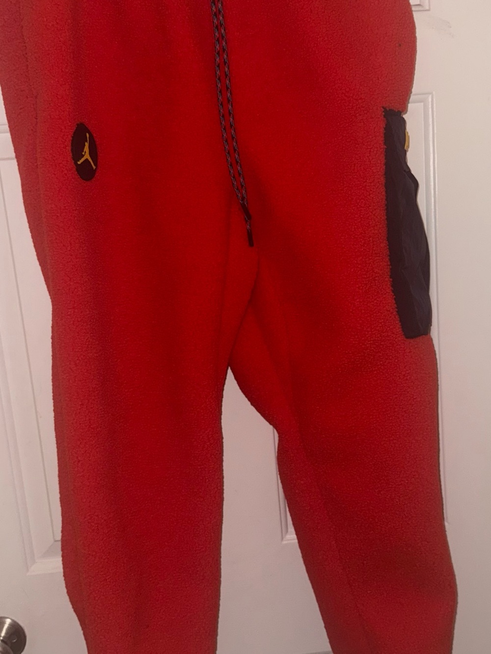 Jordan Red Fleece Joggers with Black Utility Pocket